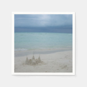 Stormy Sandcastle Beach Landscape Photo Servetten