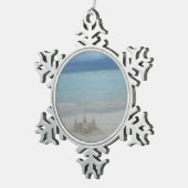 Stormy Sandcastle Beach Landscape Photo Tin Sneeuwvlok Ornament (Rechts)