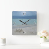 Stormy Sandcastle Beach Landscape Photo Vierkante Klok (Huis)