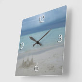 Stormy Sandcastle Beach Landscape Photo Vierkante Klok (Hoek)