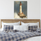 Stormy Sentinel vuurtoren olieverfschilderij AI Canvas Afdruk (Insitu (Slaapkamer))