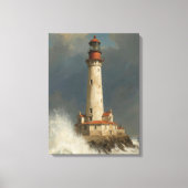 Stormy Sentinel vuurtoren olieverfschilderij AI Canvas Afdruk (Voorkant)