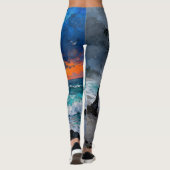 Stormy Serenity: Rain and Wind Beach at Sunset Leggings (Achterkant)