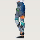 Stormy Serenity: Rain and Wind Beach at Sunset Leggings (Links)