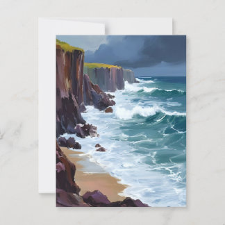 Stormy Shore | Beach Ocean Waves Schilderij Briefkaart