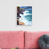 Stormy Shore | Beach Ocean Waves Schilderij Canvas Afdruk (Insitu (Woonkamer))