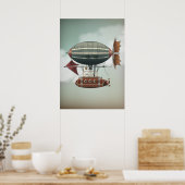 Stormy Skies Airship Aleutian | Steampunkreizen Poster (Keuken)