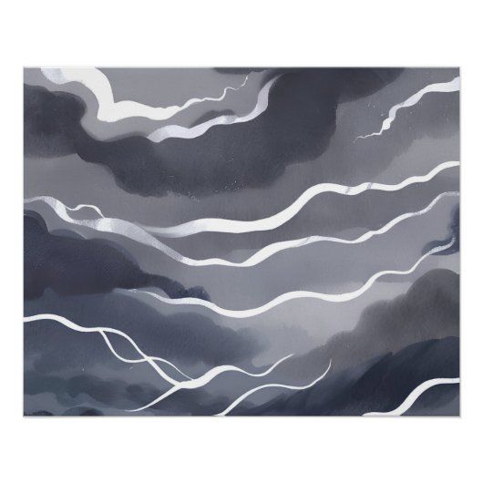 Stormy Skies | Dark Waterverf Kaart Perfect Poster (Voorkant)