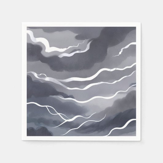 Stormy Skies | Donkere Waterverf Servet (Voorkant)