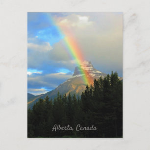Stormy Skies & Rainbow Over Snowy Mountain Canada Briefkaart