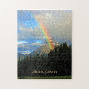 Stormy Skies & Rainbow Over Snowy Mountain Canada Legpuzzel