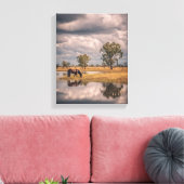 Stormy Sky Horse Pond Reflection Art Canvas Afdruk (Insitu (Woonkamer))