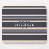 Stormy Stripes Aangepaste naam & Monogram Muismat (Voorkant)