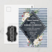 Stormy Stripes en Witte Waterverf Rozen Briefkaart (Voorkant / Achterkant)