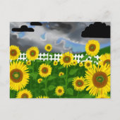 Stormy Sunflower met White Picket Fence Briefkaart (Voorkant)