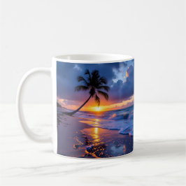 Stormy Sunset Beach Canvas Print | Lone Palm Drama Koffiemok