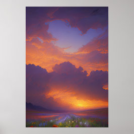 Stormy Sunset Horizon Poster