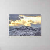Stormy Sunset over Snow Capped Mountains Canvas Afdruk (Voorkant)