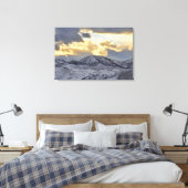 Stormy Sunset over Snow Capped Mountains Canvas Afdruk (Insitu (Slaapkamer))