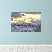 Stormy Sunset over Snow Capped Mountains Canvas Afdruk (Insitu (Houten vloer))