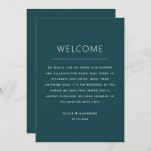 Stormy Teal Wedding Timeline | Elegant Schedule Kaart (Voorkant / Achterkant)