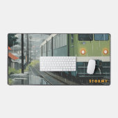 Stormy Tracks: Stedelijke Regenlijn Bureaumat (Keyboard & Muis)