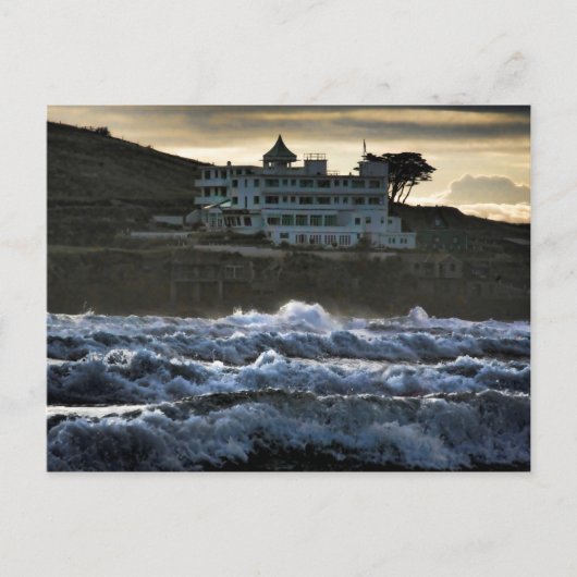 Stormy uitzicht, Burgh Island Hotel, Devon Briefkaart (Voorkant)