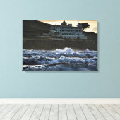 Stormy uitzicht, Burgh Island Hotel, Devon Canvas Afdruk (Insitu (Houten vloer))