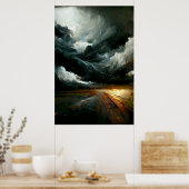 Stormy Weather Blues-Geïnspireerd schilderen van w Poster (Keuken)