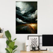 Stormy Weather Blues-Geïnspireerd schilderen van w Poster (Thuiskantoor)