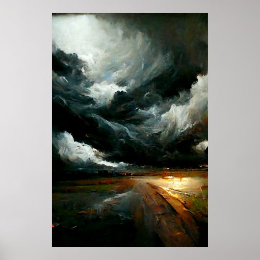Stormy Weather Blues-Geïnspireerd schilderen van w Poster (Voorkant)