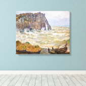 Stormy Zee in É tretat | Monet | Canvas Afdruk (Insitu (Houten vloer))