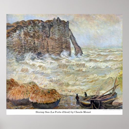 Stormy Zee (La Porte d'Aval) van Claude Monet Poster (Voorkant)
