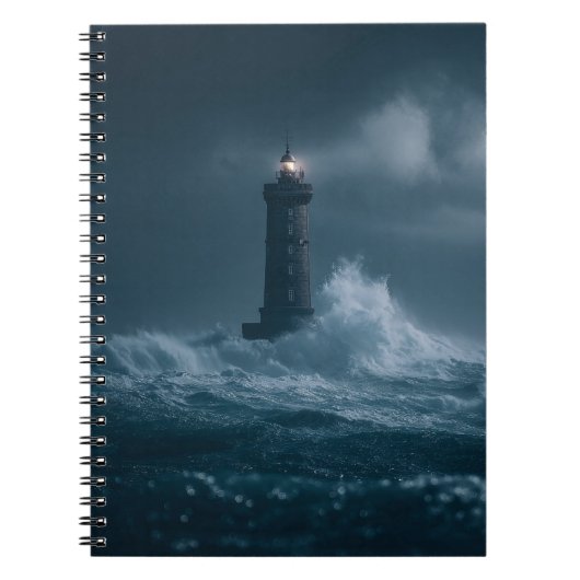 Stormy Zee Lighthouse Waves Notitieboek (Voorkant)