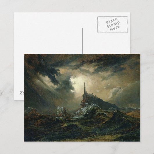 Stormy zee met vuurtoren briefkaart (Voorkant / Achterkant)