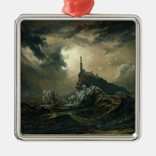 Stormy zee met vuurtoren metalen ornament (Voorkant)