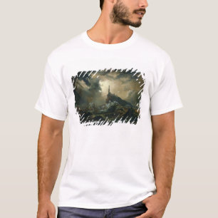 Stormy zee met vuurtoren t-shirt