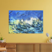 Stormy Zee met zeegarens in blauw en geel Canvas Afdruk (Insitu (Woonkamer))