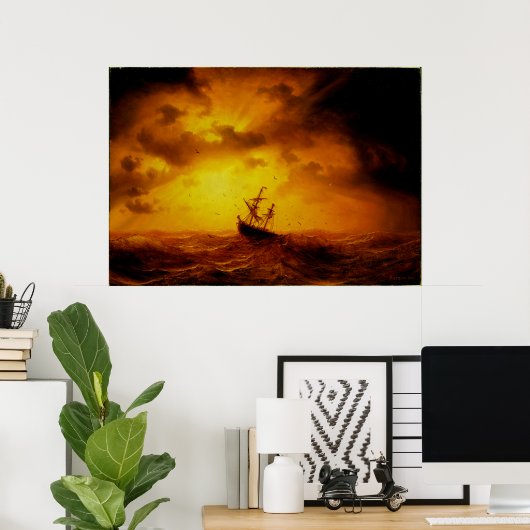 Stormy Zee Old Masterpart Natuur  Fine Art Poster (Thuiskantoor)