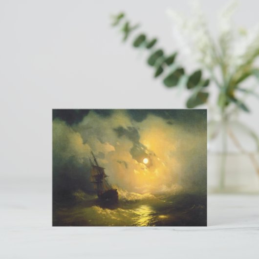 Stormy zee 's nachts, Aivazovsky Briefkaart (Staand voorkant)