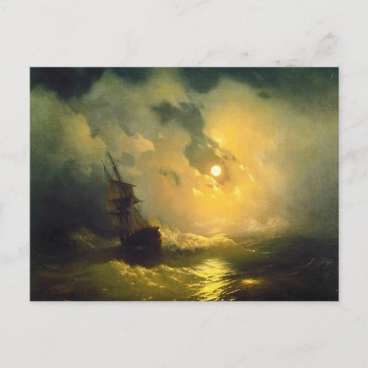 Stormy zee 's nachts, Aivazovsky Briefkaart (Voorkant)