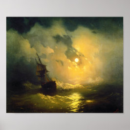 Stormy zee 's nachts, Aivazovsky Poster