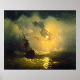 Stormy zee 's nachts, Aivazovsky Poster