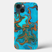 Stormy Zeeen Blues Golds Greens Liquid Abstract Case-Mate iPhone Case (Achterkant)