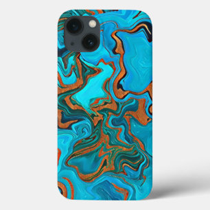 Stormy Zeeen Blues Golds Greens Liquid Abstract Case-Mate iPhone Case