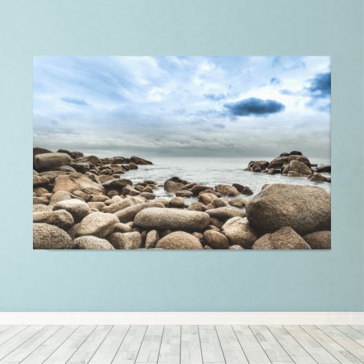 Stormy Zeeen Premium Wrapped Triptych Canvas (Insitu (Houten vloer))