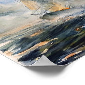 Stormy Zeeen Sailboat Waterverf Art Poster (Hoek)