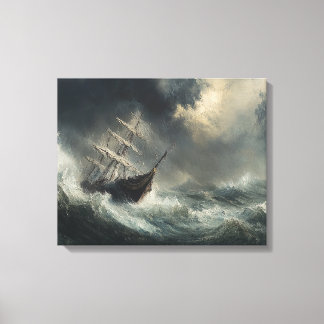 Stormy Zeeen Zeilboot Schilderij Muur Art Decor Canvas Afdruk