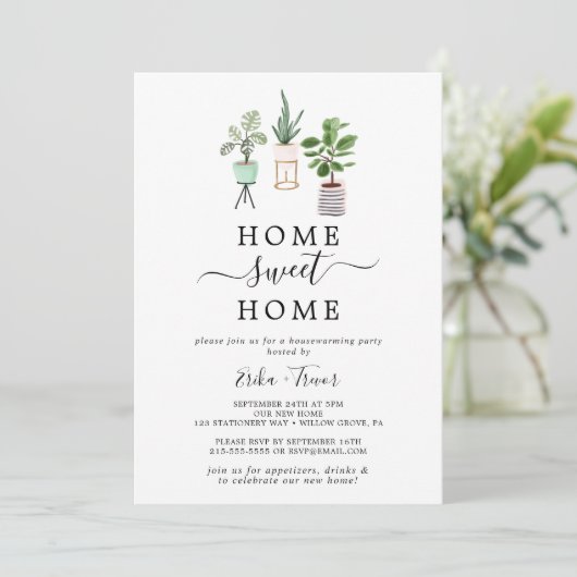 Stortende Planten Home Sweet Home Housewarming Par Kaart (Staand voorkant)