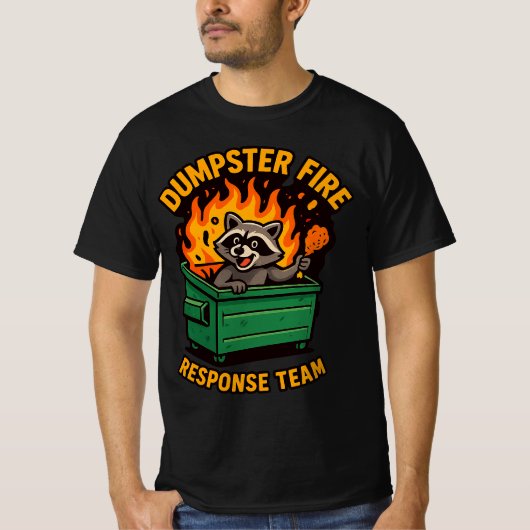 Stortplaats Fire Response Team L Raccoon Trash Pan T-shirt (Voorkant)